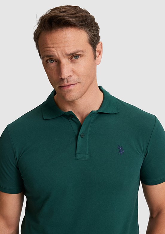 US POLO ASSN - Erkek Yeşil Polo Yaka T-Shirt