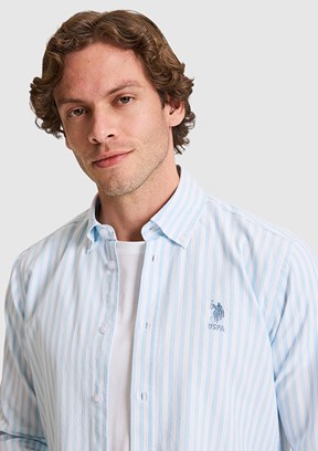 US POLO ASSN - Erkek Mavi Uzun Kol Gömlek