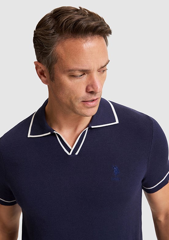 US POLO ASSN - Erkek Lacivert Polo Yaka Kazak