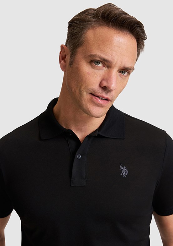 US POLO ASSN - Erkek Siyah Polo Yaka T-Shirt