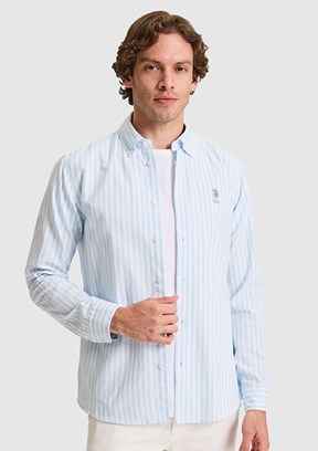US POLO ASSN - Erkek Mavi Uzun Kol Gömlek