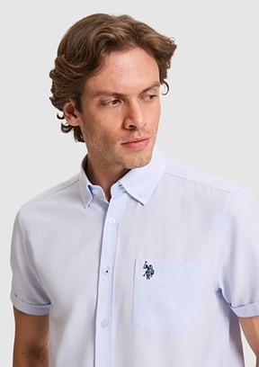 US POLO ASSN - Erkek Mavi Kısa Kol Gömlek