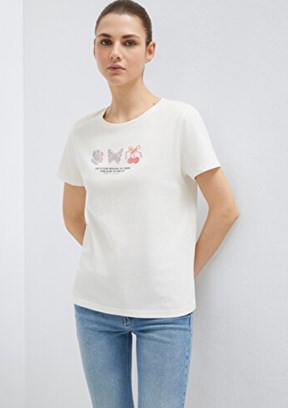 MAVİ M1613744-80194 Kadın Beyaz Baskılı T-Shirt