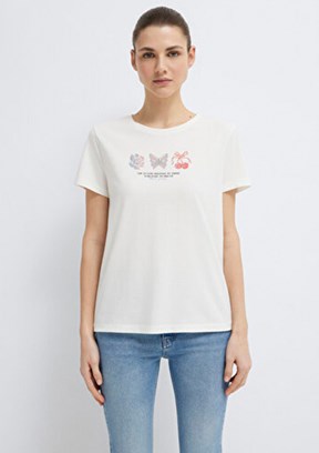 MAVİ M1613744-80194 Kadın Beyaz Baskılı T-Shirt