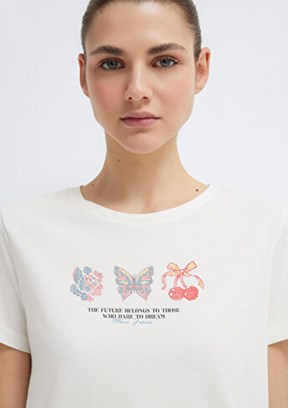 MAVİ M1613744-80194 Kadın Beyaz Baskılı T-Shirt