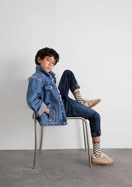 MAVİ - M6110001-86708 Erkek Çocuk Mavi Denim Ceket