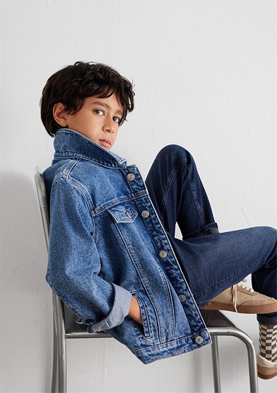 MAVİ - M6110001-86708 Erkek Çocuk Mavi Denim Ceket