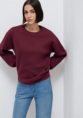 MAVİ - M1610198-70415 Kadın Bordo Bisiklet Yaka Sweatshirt