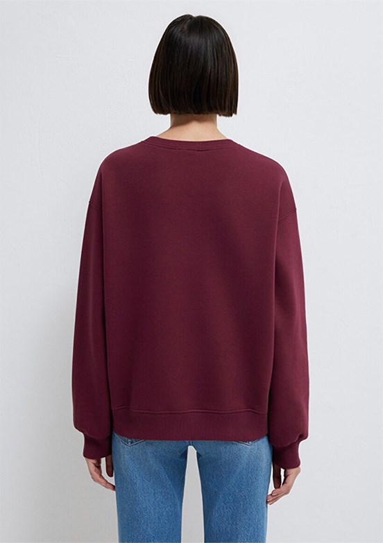 MAVİ - M1610198-70415 Kadın Bordo Bisiklet Yaka Sweatshirt