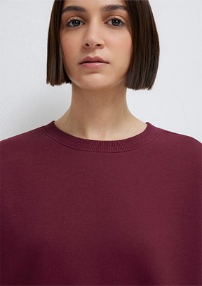 MAVİ - M1610198-70415 Kadın Bordo Bisiklet Yaka Sweatshirt