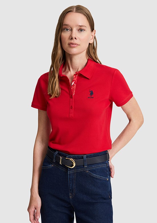 US POLO ASSN - Kadın Kırmızı Basic T-Shirt
