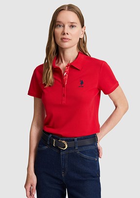 US POLO ASSN - Kadın Kırmızı Basic T-Shirt