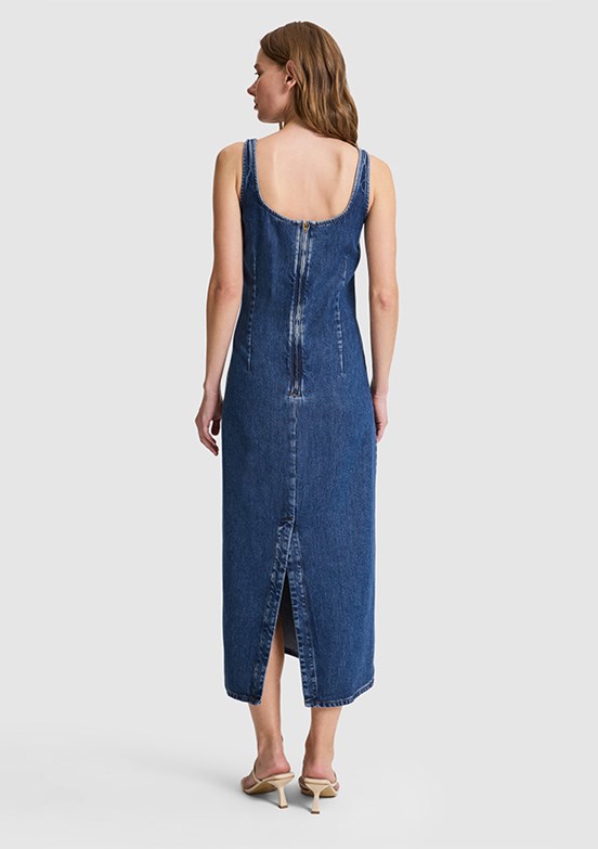 US POLO ASSN - Kadın Mavi Denim Elbise
