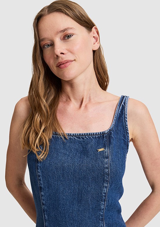 US POLO ASSN - Kadın Mavi Denim Elbise