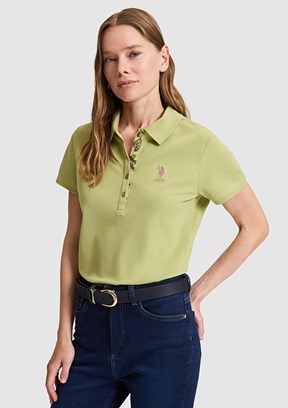 US POLO ASSN - Kadın Yeşil Çağla Basic T-Shirt