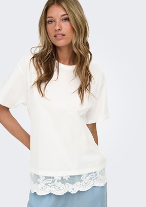 ONLY Onlvivvi - 15385031 Kadın Krem Bisiklet Yaka T-Shirt