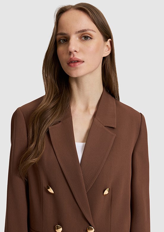 PİERRE CARDİN - Kadın Kahverengi Comfort Ceket