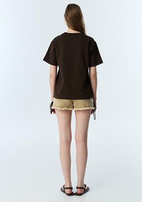 TWİST - TS1260070249 Kadın Kahverengi Bisiklet Yaka T-Shirt
