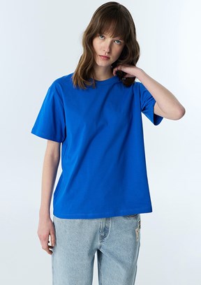 TWİST - TS1260070249 Kadın Saks Bisiklet Yaka T-Shirt