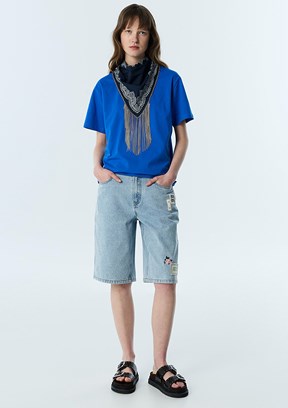 TWİST - TS1260070249 Kadın Saks Bisiklet Yaka T-Shirt