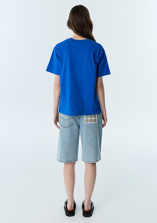 TWİST - TS1260070249 Kadın Saks Bisiklet Yaka T-Shirt