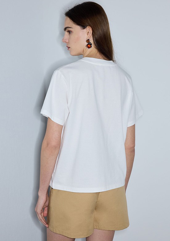 İPEKYOL - IS1260070173 Kadın Beyaz Kısa Kol T-Shirt