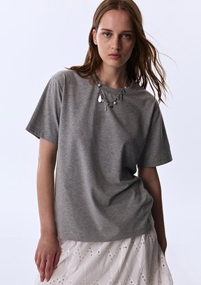 TWİST - TS1260070339 Kadın Gri Kısa Kol T-Shirt