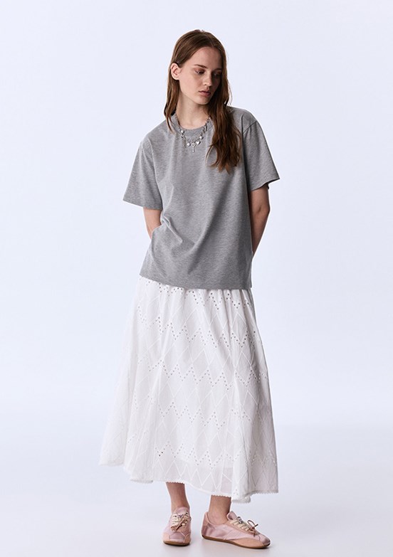 TWİST - TS1260070339 Kadın Gri Kısa Kol T-Shirt