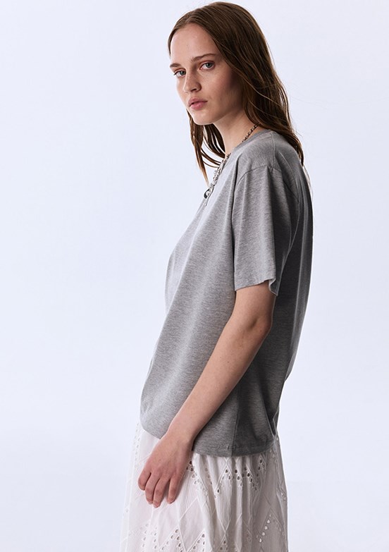 TWİST - TS1260070339 Kadın Gri Kısa Kol T-Shirt
