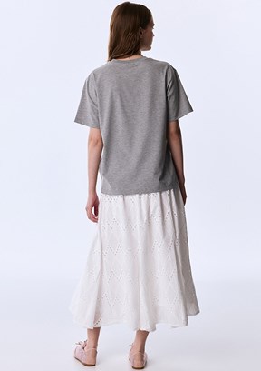 TWİST - TS1260070339 Kadın Gri Kısa Kol T-Shirt