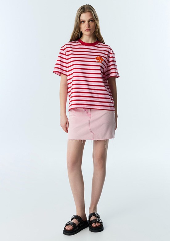 TWİST - TS1260070138 Kadın Pembe Çizgili T-Shirt