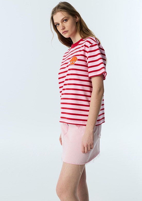 TWİST - TS1260070138 Kadın Pembe Çizgili T-Shirt