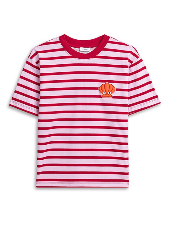 TWİST - TS1260070138 Kadın Pembe Çizgili T-Shirt