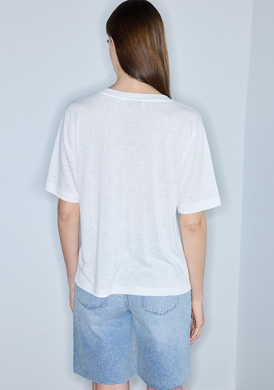 İPEKYOL - IS1260070177 Kadın Beyaz V Yaka T-Shirt