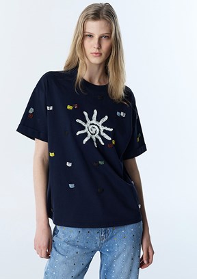 TWİST - TS1260070056 Kadın Lacivert Baskılı T-Shirt