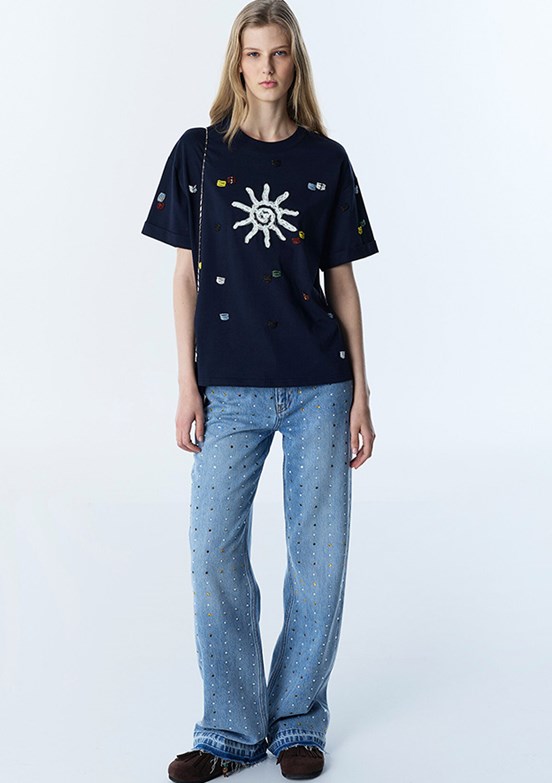 TWİST - TS1260070056 Kadın Lacivert Baskılı T-Shirt