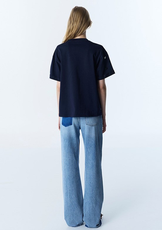 TWİST - TS1260070056 Kadın Lacivert Baskılı T-Shirt