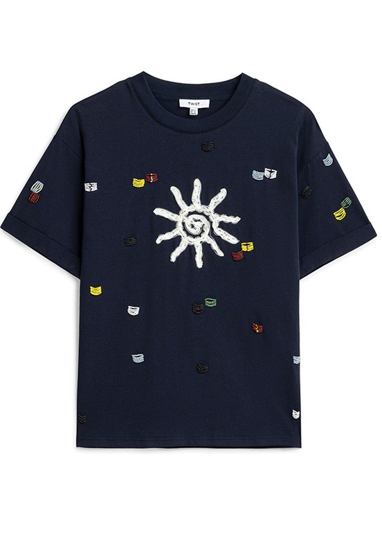 TWİST - TS1260070056 Kadın Lacivert Baskılı T-Shirt