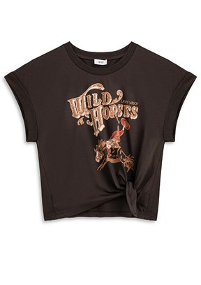 TWİST - TS1260070225 Kadın Kahverengi Baskılı T-Shirt