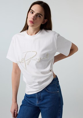 İPEKYOL - IS1260070145 Kadın Beyaz Baskılı T-Shirt