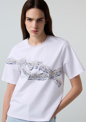 İPEKYOL - IS1260070117 Kadın Beyaz Kısa Kol T-Shirt