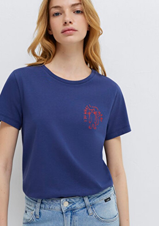 MAVİ M1613873-70498 Kadın Lacivert Baskılı T-Shirt