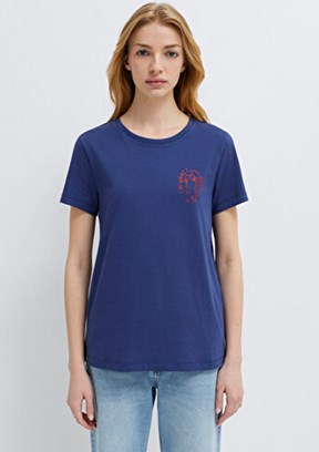 MAVİ M1613873-70498 Kadın Lacivert Baskılı T-Shirt