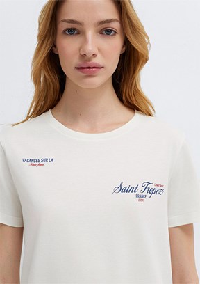 MAVİ - M1613891-80194 Kadın Beyaz Baskılı T-Shirt