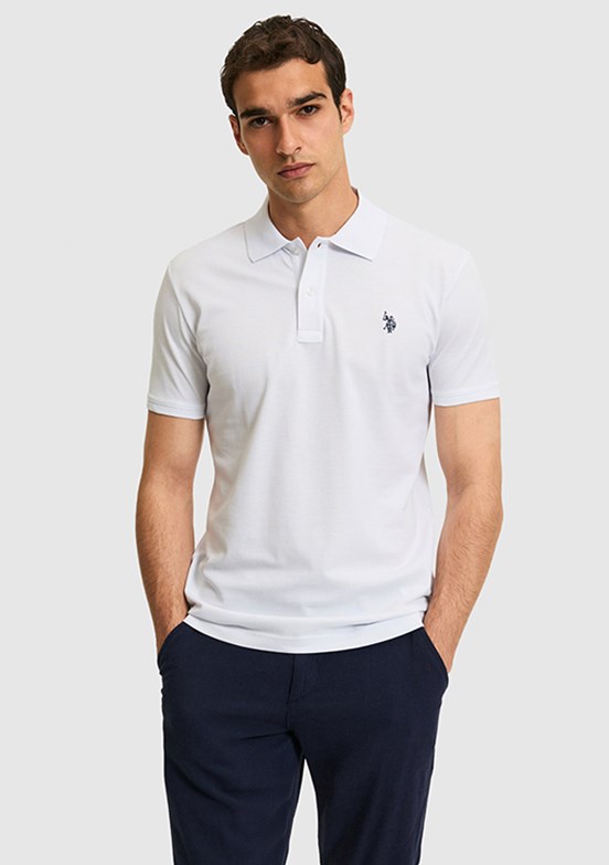 US POLO ASSN - Erkek Beyaz Polo Yaka T-Shirt