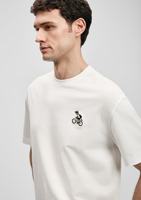 LUFİAN Mario - 111020283 Erkek Beyaz Baskılı T-Shirt