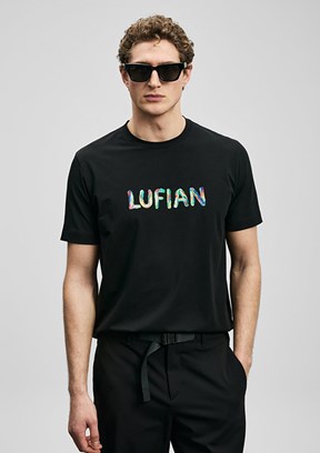 LUFİAN Surge - 111020317 Erkek Siyah Baskılı T-Shirt