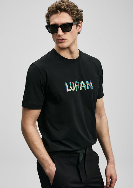 LUFİAN Surge - 111020317 Erkek Siyah Baskılı T-Shirt
