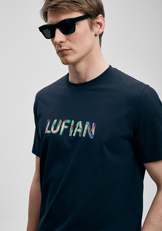 LUFİAN Surge - 111020317 Erkek Lacivert Baskılı T-Shirt