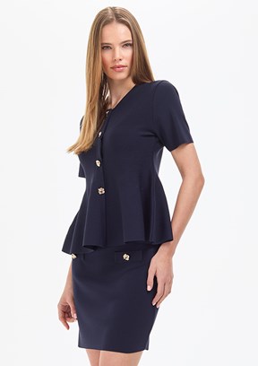 PİERRE CARDİN - Kadın Lacivert Slim Hırka
